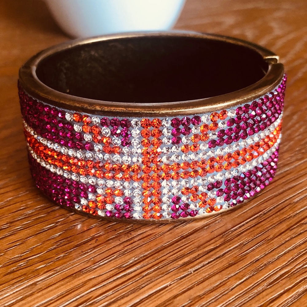 Crystal Cuff Bracelet with British Flag